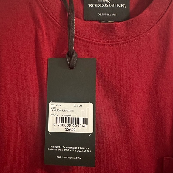 NWT Rodd & Gunn Hamilton Burn Tee in Crimson - S - Picture 4 of 4